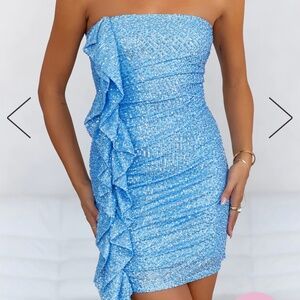 Hello Molly She is a Dream sequin blue mini dress